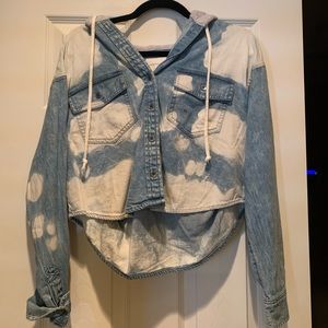 Acid Wash Hooded Flannel